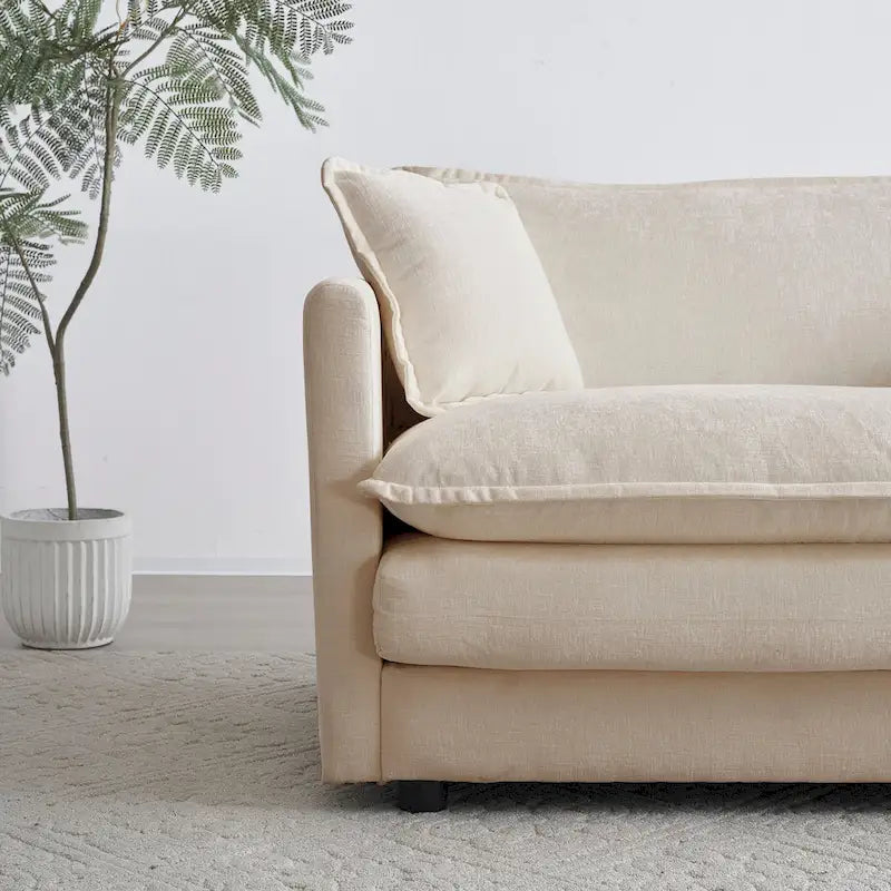 Poltrona moderna con pouf imbottito