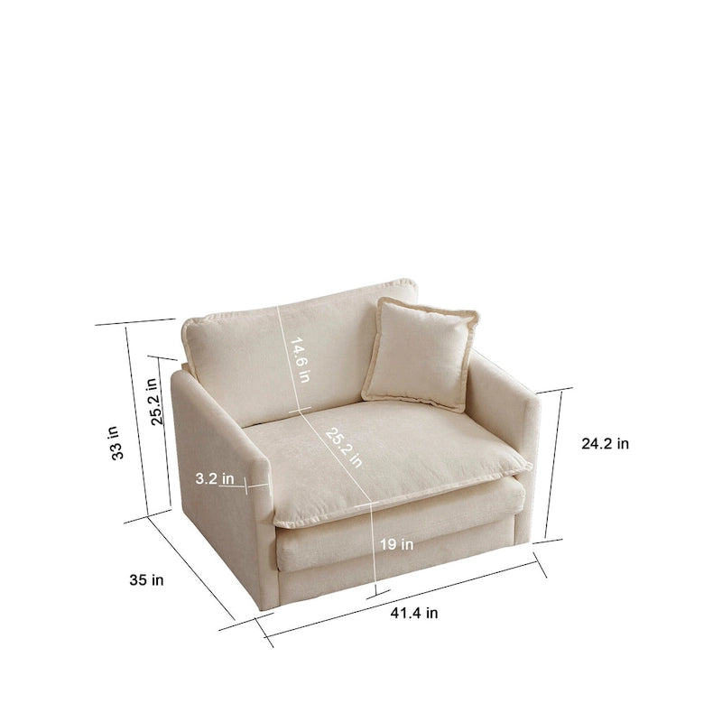 Poltrona moderna con pouf imbottito