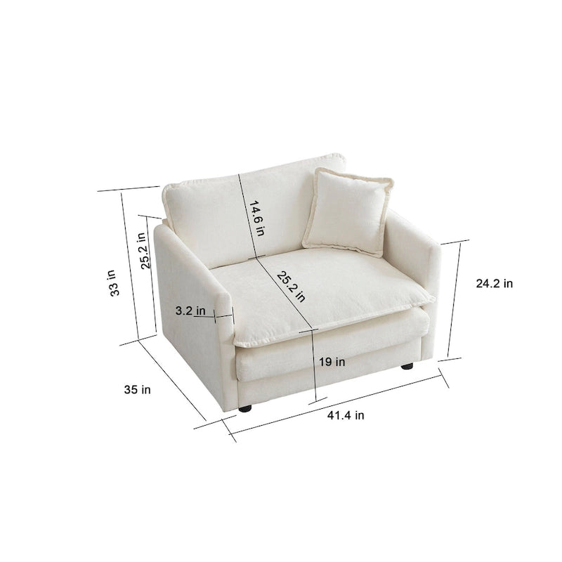 Poltrona moderna con pouf imbottito
