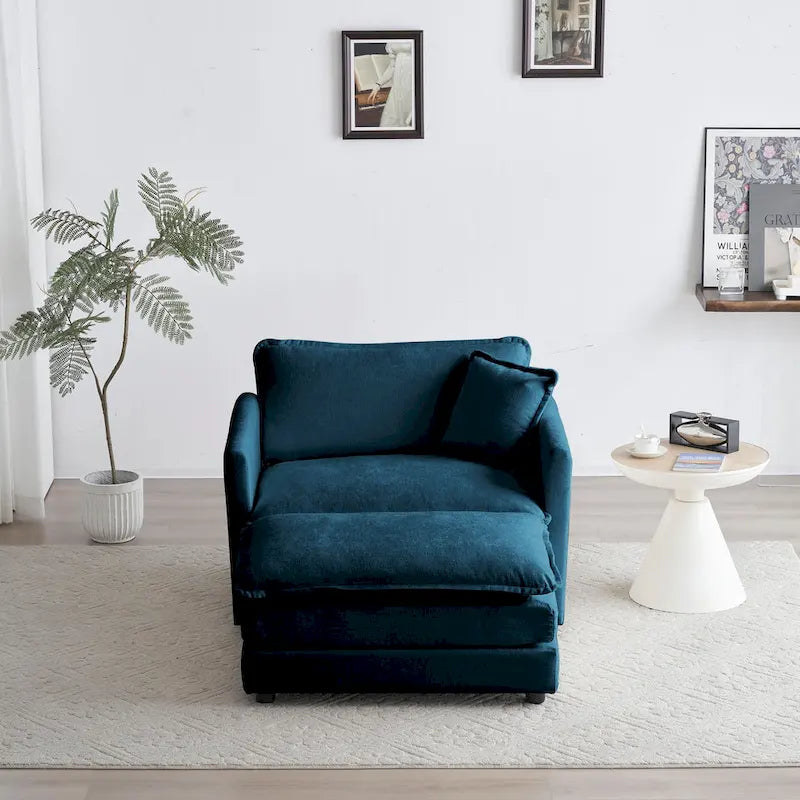 Poltrona moderna con pouf imbottito