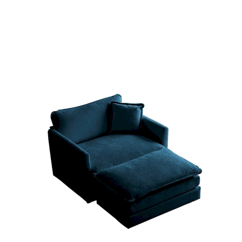 Poltrona moderna con pouf imbottito