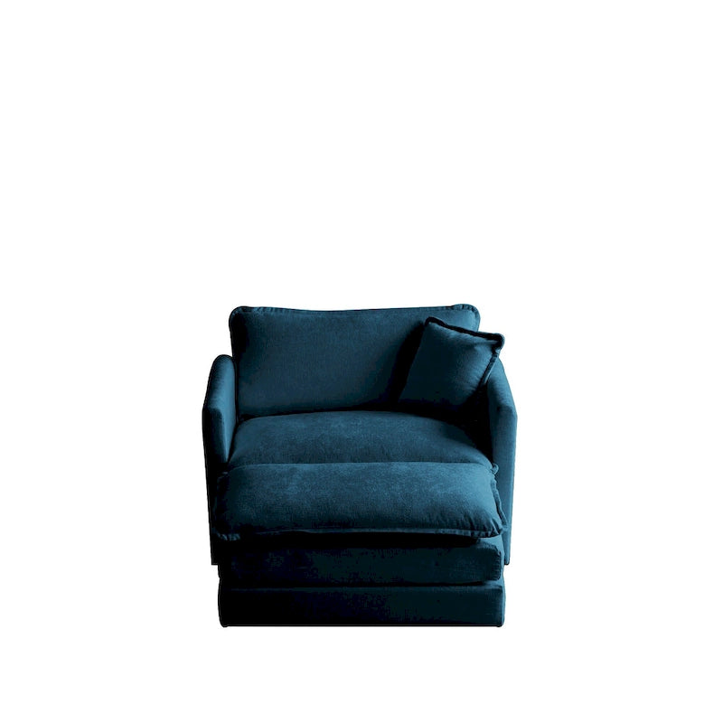 Poltrona moderna con pouf imbottito