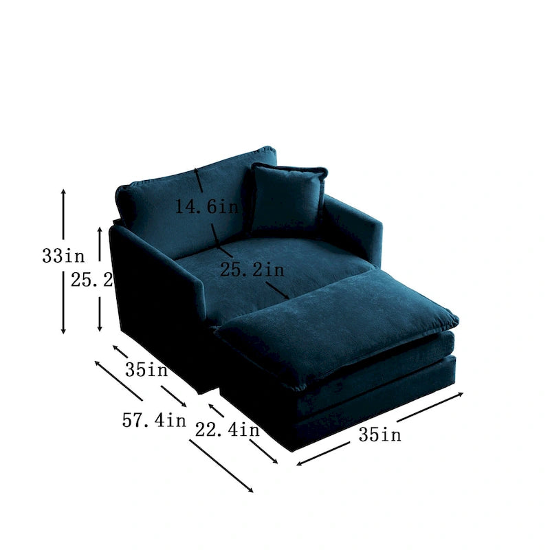 Poltrona moderna con pouf imbottito