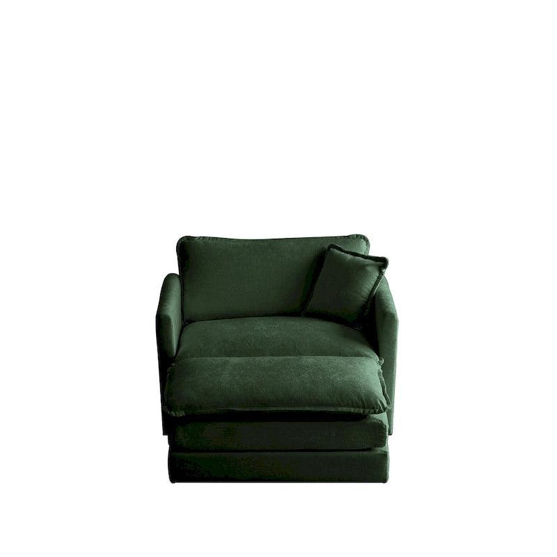 Poltrona moderna con pouf imbottito