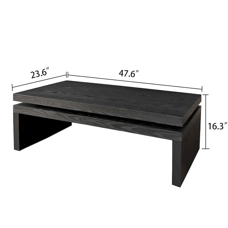 Tavolino moderno, Tavolino in legno, Tavolo da tè/cocktail rettangolare per soggiorno, 47,6 L* 23,6 W * 16,3 H