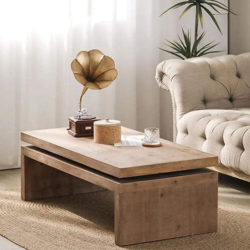 Tavolino moderno, Tavolino in legno, Tavolo da tè/cocktail rettangolare per soggiorno, 47,6 L* 23,6 W * 16,3 H