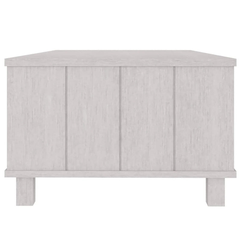 Tavolino da salotto, rettangolare, cassetto portaoggetti, legno massello di pino bianco