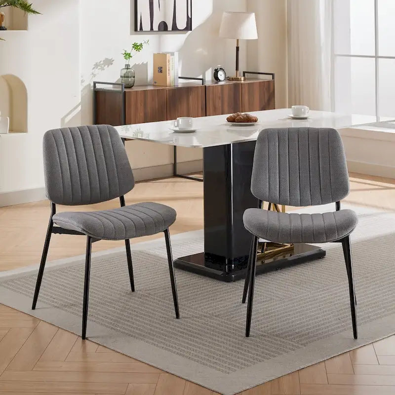GDFStudio Sedie da Pranzo Imbottite Senza Braccioli Moderne con Gambe in Metallo