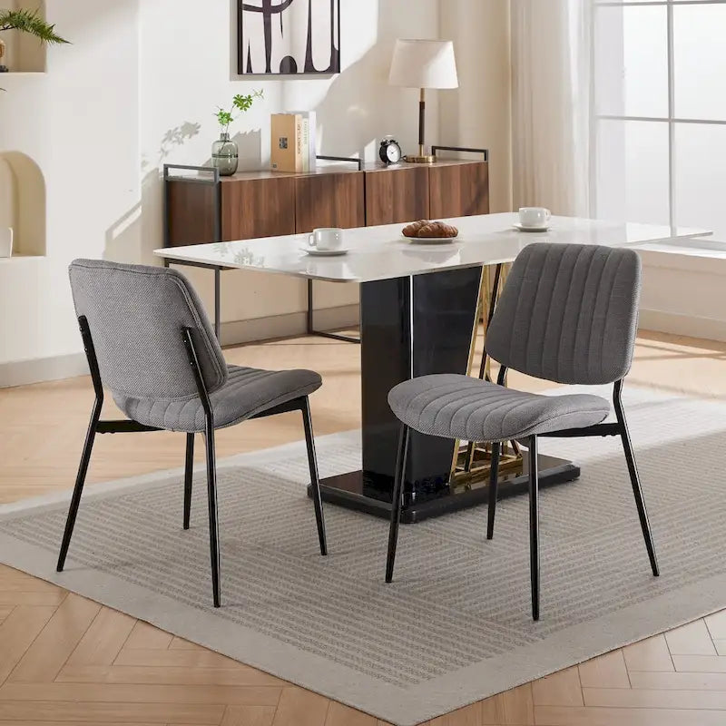 GDFStudio Sedie da Pranzo Imbottite Senza Braccioli Moderne con Gambe in Metallo
