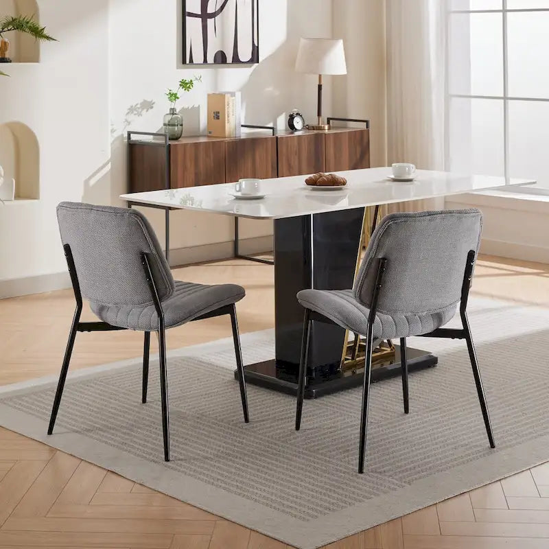 GDFStudio Sedie da Pranzo Imbottite Senza Braccioli Moderne con Gambe in Metallo