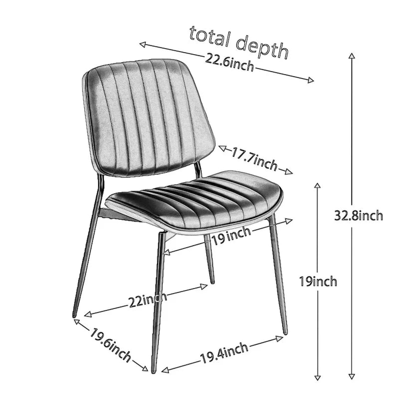 GDFStudio Sedie da Pranzo Imbottite Senza Braccioli Moderne con Gambe in Metallo