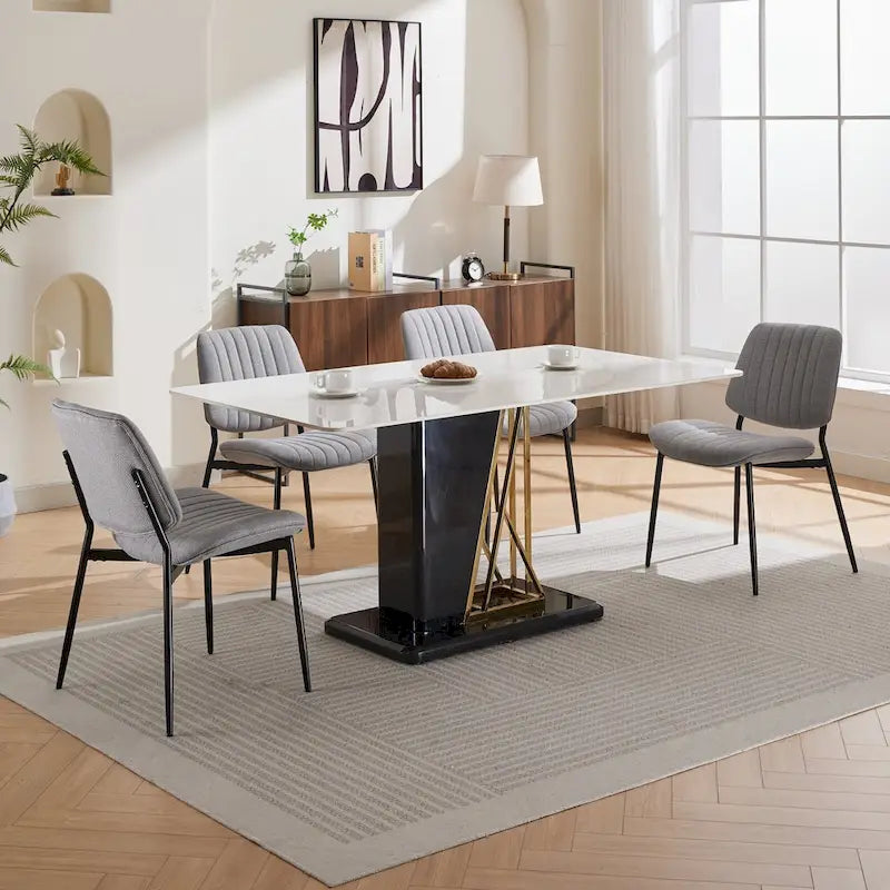 GDFStudio Sedie da Pranzo Imbottite Senza Braccioli Moderne con Gambe in Metallo
