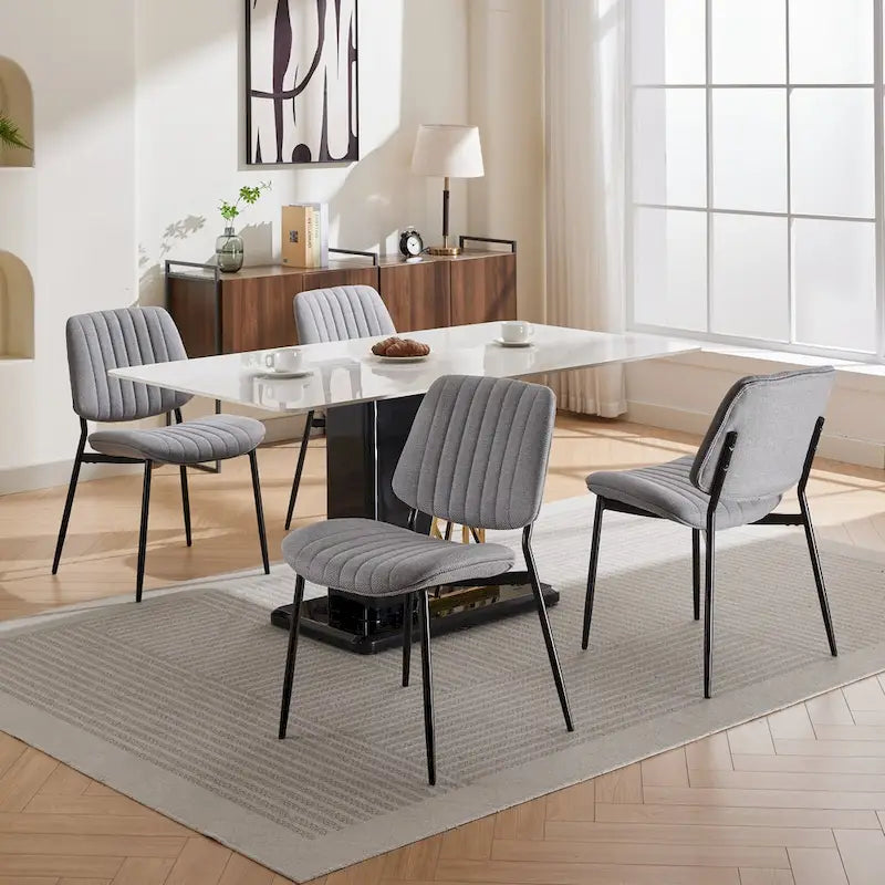 GDFStudio Sedie da Pranzo Imbottite Senza Braccioli Moderne con Gambe in Metallo
