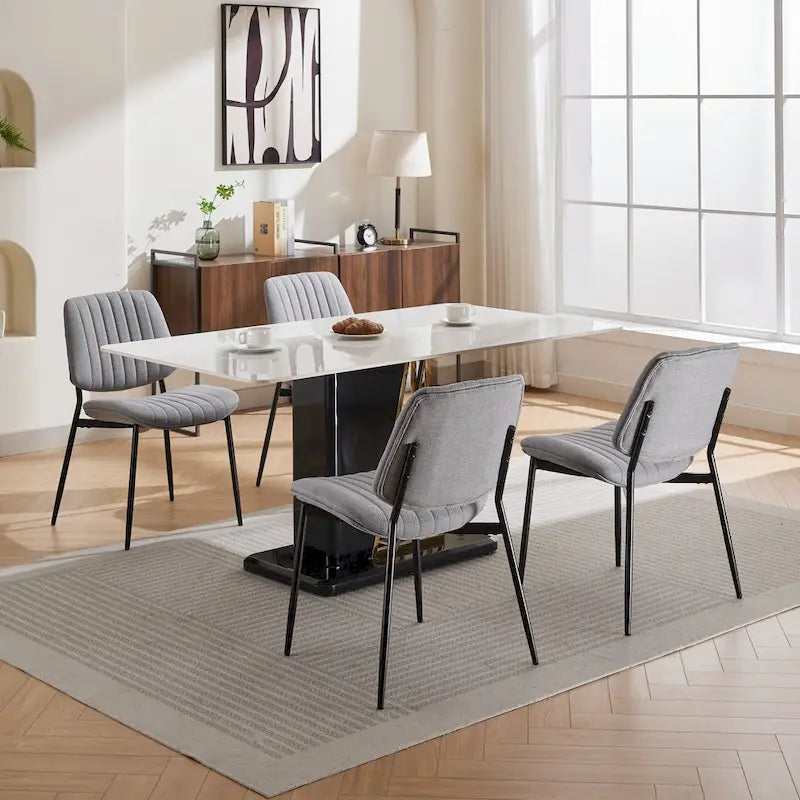 GDFStudio Sedie da Pranzo Imbottite Senza Braccioli Moderne con Gambe in Metallo