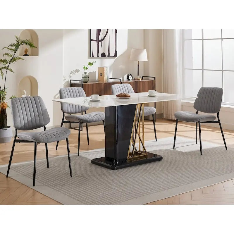 GDFStudio Sedie da Pranzo Imbottite Senza Braccioli Moderne con Gambe in Metallo