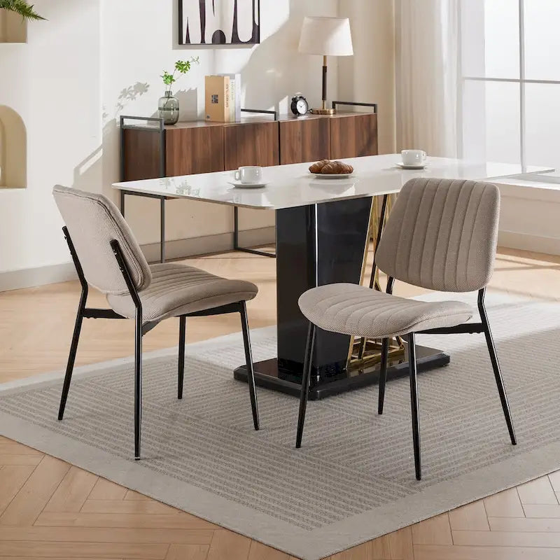 GDFStudio Sedie da Pranzo Imbottite Senza Braccioli Moderne con Gambe in Metallo