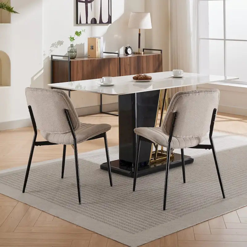 GDFStudio Sedie da Pranzo Imbottite Senza Braccioli Moderne con Gambe in Metallo