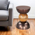 HomeRoots Tavolino rotondo con piedistallo in ferro bronzo e marrone e legno massello 20 - 14' X '20.3' X '14