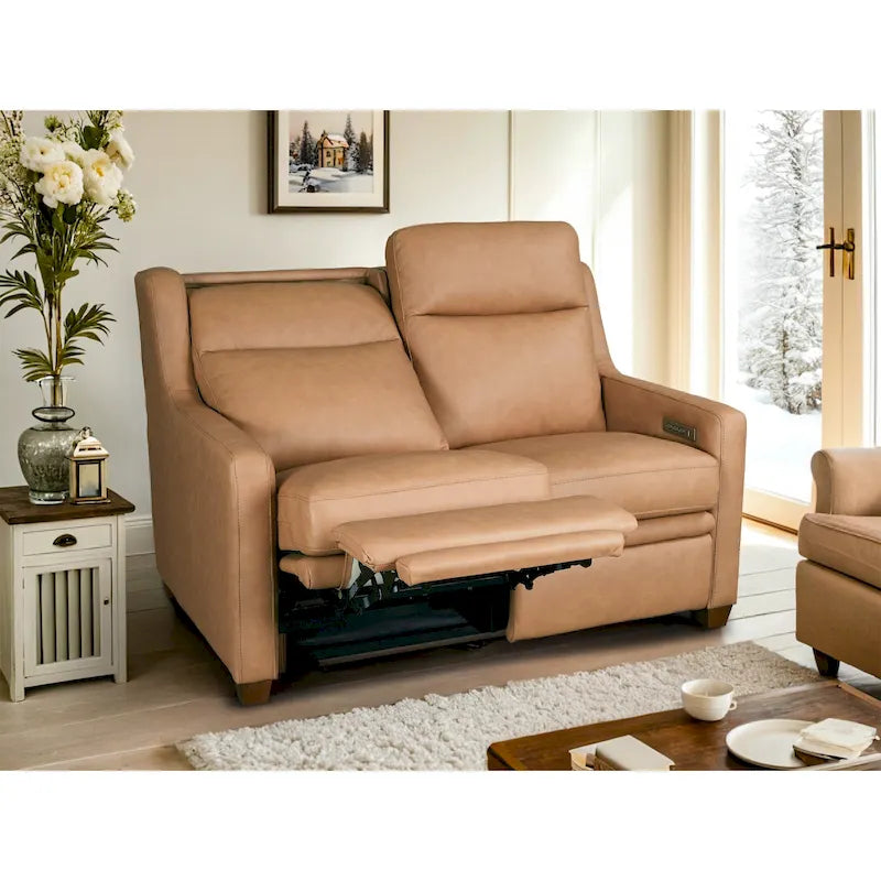 Canapé inclinable en cuir véritable 56, causeuse inclinable à triple moteur Zéro-mur avec ports USB et USB-C