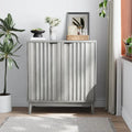 Fluted Sideboard Cabinet, Freestanding Wash Grey Buffet Cabinet with Adjustable Shelf, Wood Storage