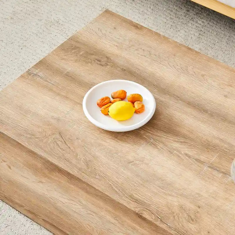 Tavolino da caffè rettangolare moderno con base solida, tavolino da centro in legno con texture effetto marmo per soggiorno