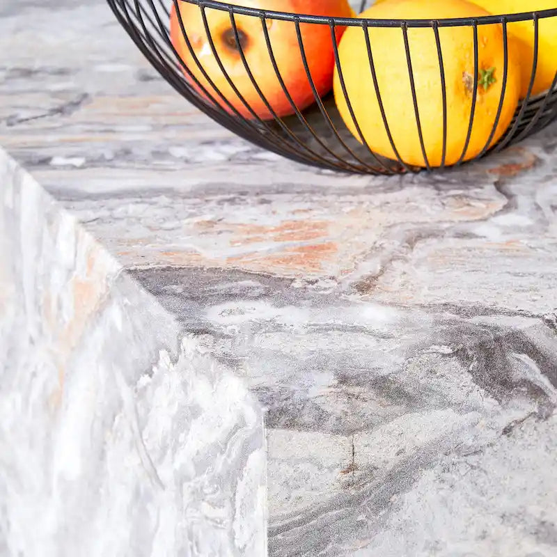 Tavolino da caffè rettangolare moderno con base solida, tavolino da centro in legno con texture effetto marmo per soggiorno