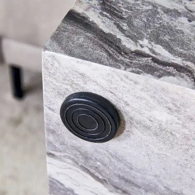 Tavolino da caffè rettangolare moderno con base solida, tavolino da centro in legno con texture effetto marmo per soggiorno