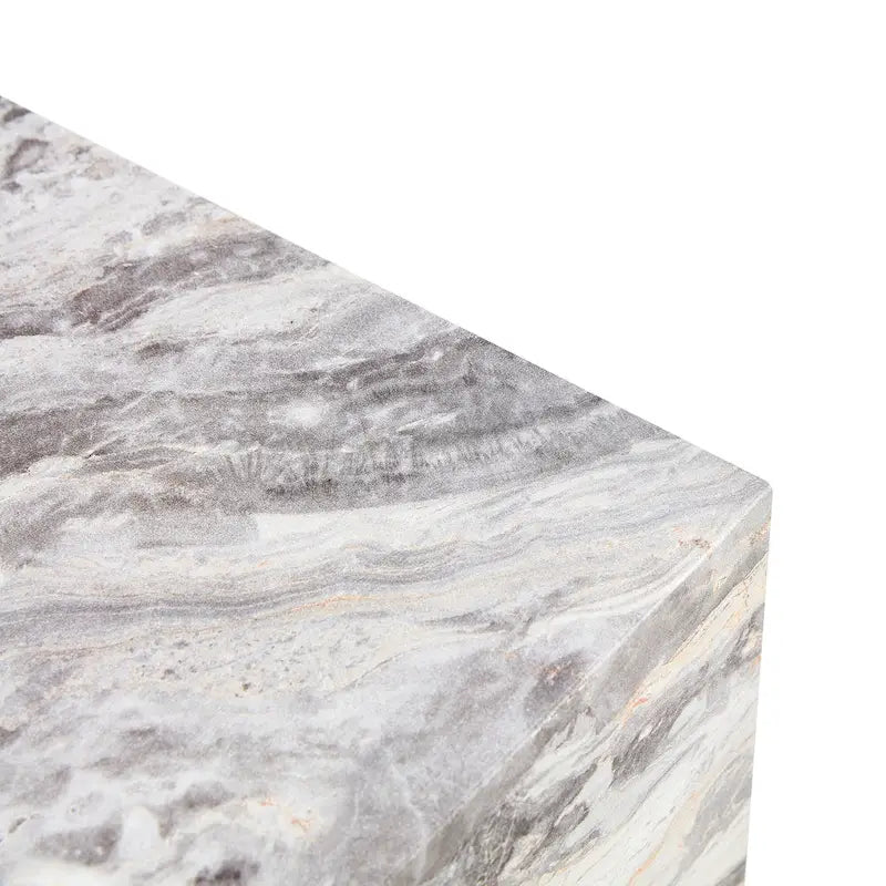 Tavolino da caffè rettangolare moderno con base solida, tavolino da centro in legno con texture effetto marmo per soggiorno