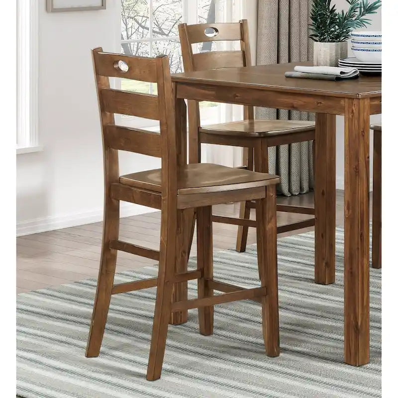 Set da 5 pezzi tavolo e sedie da pranzo altezza bancone, set mobili da cucina in legno con tavolo quadrato e 4 sedie