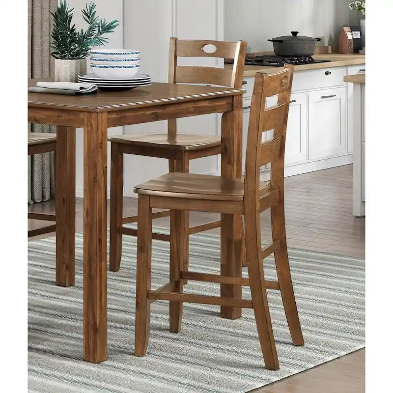 Set da 5 pezzi tavolo e sedie da pranzo altezza bancone, set mobili da cucina in legno con tavolo quadrato e 4 sedie