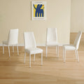 Sedie da pranzo moderne, set da 4, in pelle imbottita, con schienale a righe verticali e gambe in metallo