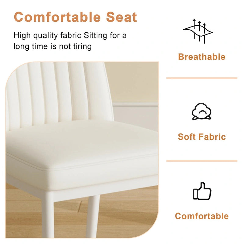 Sedie da pranzo moderne, set da 4, in pelle imbottita, con schienale a righe verticali e gambe in metallo