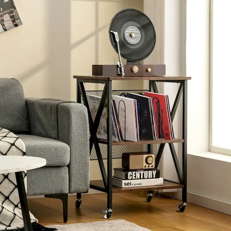 Costway Espositore Girevole a 3 Ripiani Porta Dischi in Vinile con - Vedi dettagli