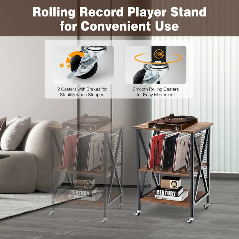 Costway Espositore Girevole a 3 Ripiani Porta Dischi in Vinile con - Vedi dettagli