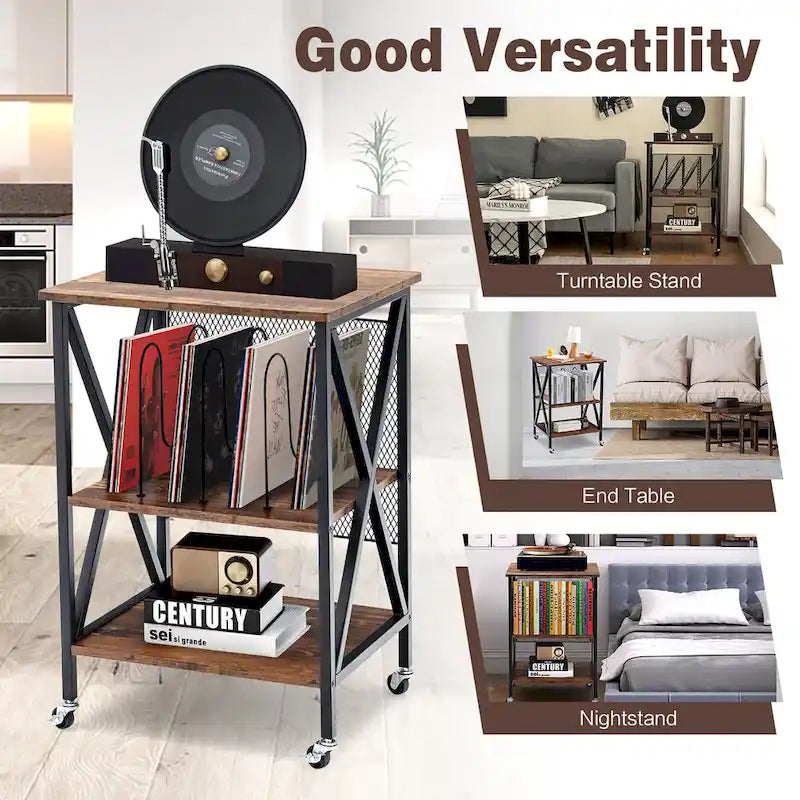 Costway Espositore Girevole a 3 Ripiani Porta Dischi in Vinile con - Vedi dettagli