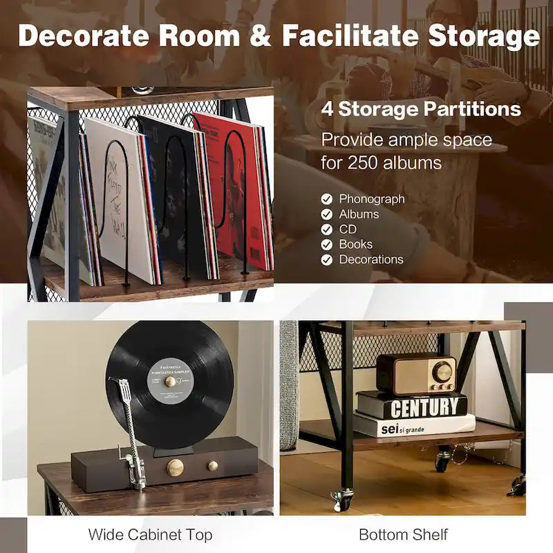 Costway Espositore Girevole a 3 Ripiani Porta Dischi in Vinile con - Vedi dettagli