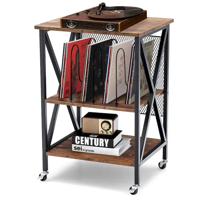 Costway Espositore Girevole a 3 Ripiani Porta Dischi in Vinile con - Vedi dettagli