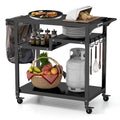 Carrello da barbecue Costway Rolling Grill Cart con 3 ripiani Tavolo per forno da pizza - Vedi dettagli