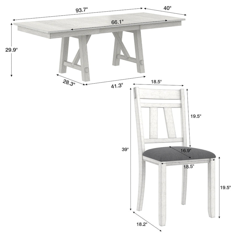 Set tavolo da pranzo VECELO con panca, tavolo da pranzo rettangolare allungabile in legno massello e sedie da pranzo in legno massello
