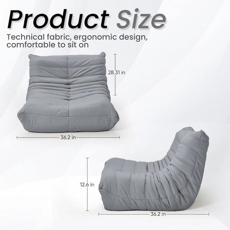 Divano Togo a sacco EROMMY - Poltrona da pavimento in memory foam 28D per adulti e bambini, lettino leggero in ecopelle disponibile in 5 colori