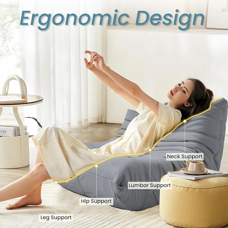 Divano Togo a sacco EROMMY - Poltrona da pavimento in memory foam 28D per adulti e bambini, lettino leggero in ecopelle disponibile in 5 colori