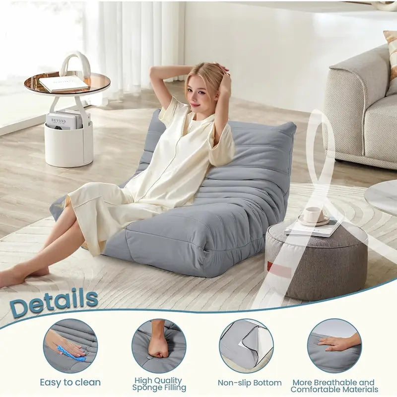 Divano Togo a sacco EROMMY - Poltrona da pavimento in memory foam 28D per adulti e bambini, lettino leggero in ecopelle disponibile in 5 colori