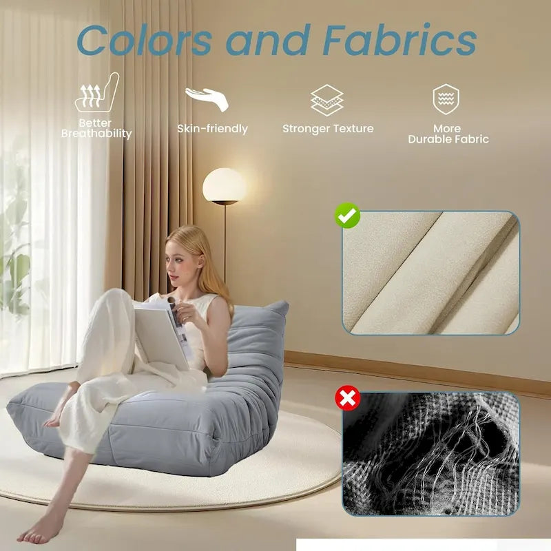 Divano Togo a sacco EROMMY - Poltrona da pavimento in memory foam 28D per adulti e bambini, lettino leggero in ecopelle disponibile in 5 colori