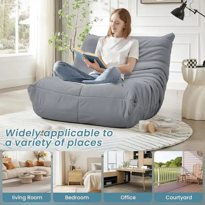 Divano Togo a sacco EROMMY - Poltrona da pavimento in memory foam 28D per adulti e bambini, lettino leggero in ecopelle disponibile in 5 colori