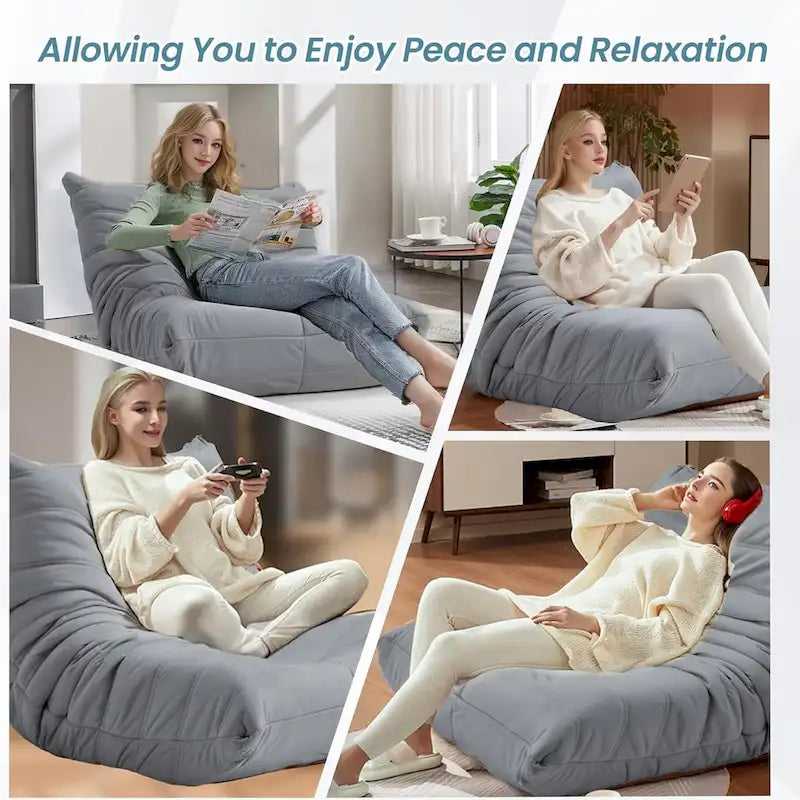 Divano Togo a sacco EROMMY - Poltrona da pavimento in memory foam 28D per adulti e bambini, lettino leggero in ecopelle disponibile in 5 colori