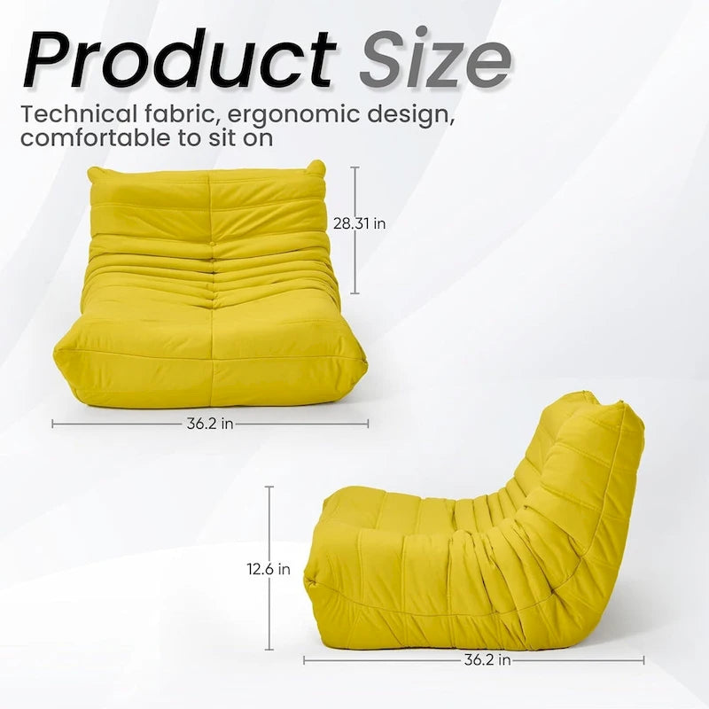 Divano Togo a sacco EROMMY - Poltrona da pavimento in memory foam 28D per adulti e bambini, lettino leggero in ecopelle disponibile in 5 colori