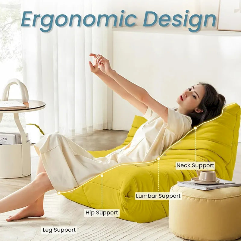 Divano Togo a sacco EROMMY - Poltrona da pavimento in memory foam 28D per adulti e bambini, lettino leggero in ecopelle disponibile in 5 colori