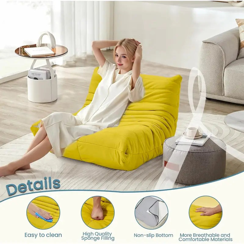 Divano Togo a sacco EROMMY - Poltrona da pavimento in memory foam 28D per adulti e bambini, lettino leggero in ecopelle disponibile in 5 colori