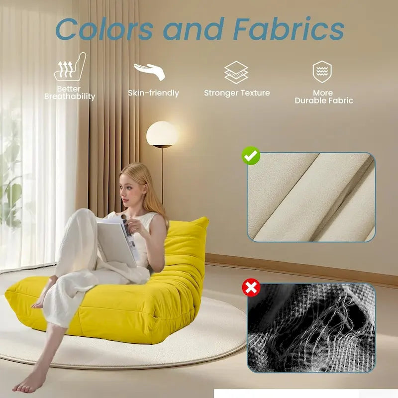 Divano Togo a sacco EROMMY - Poltrona da pavimento in memory foam 28D per adulti e bambini, lettino leggero in ecopelle disponibile in 5 colori
