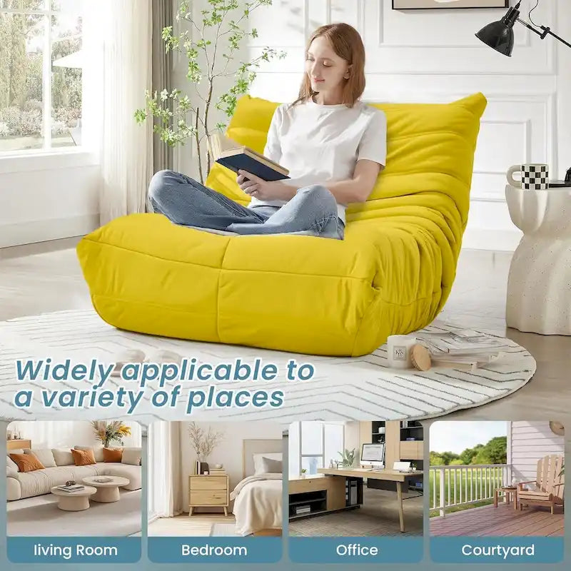 Divano Togo a sacco EROMMY - Poltrona da pavimento in memory foam 28D per adulti e bambini, lettino leggero in ecopelle disponibile in 5 colori